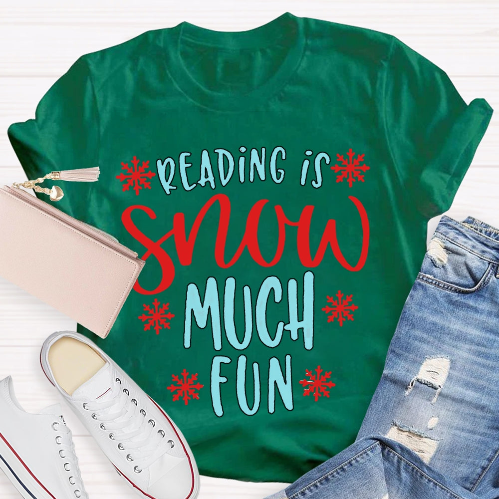 Reading Snow Much Fun Snowflake Christmas T-shirt