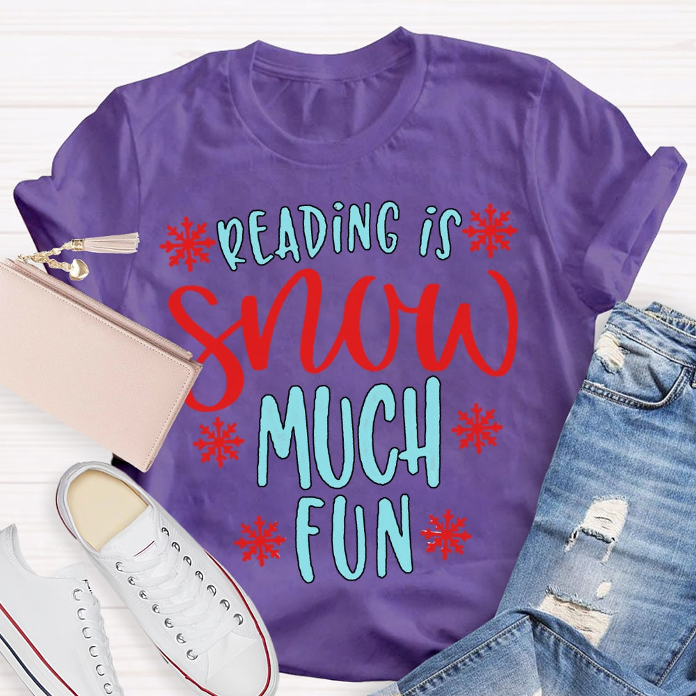 Reading Snow Much Fun Snowflake Christmas T-shirt