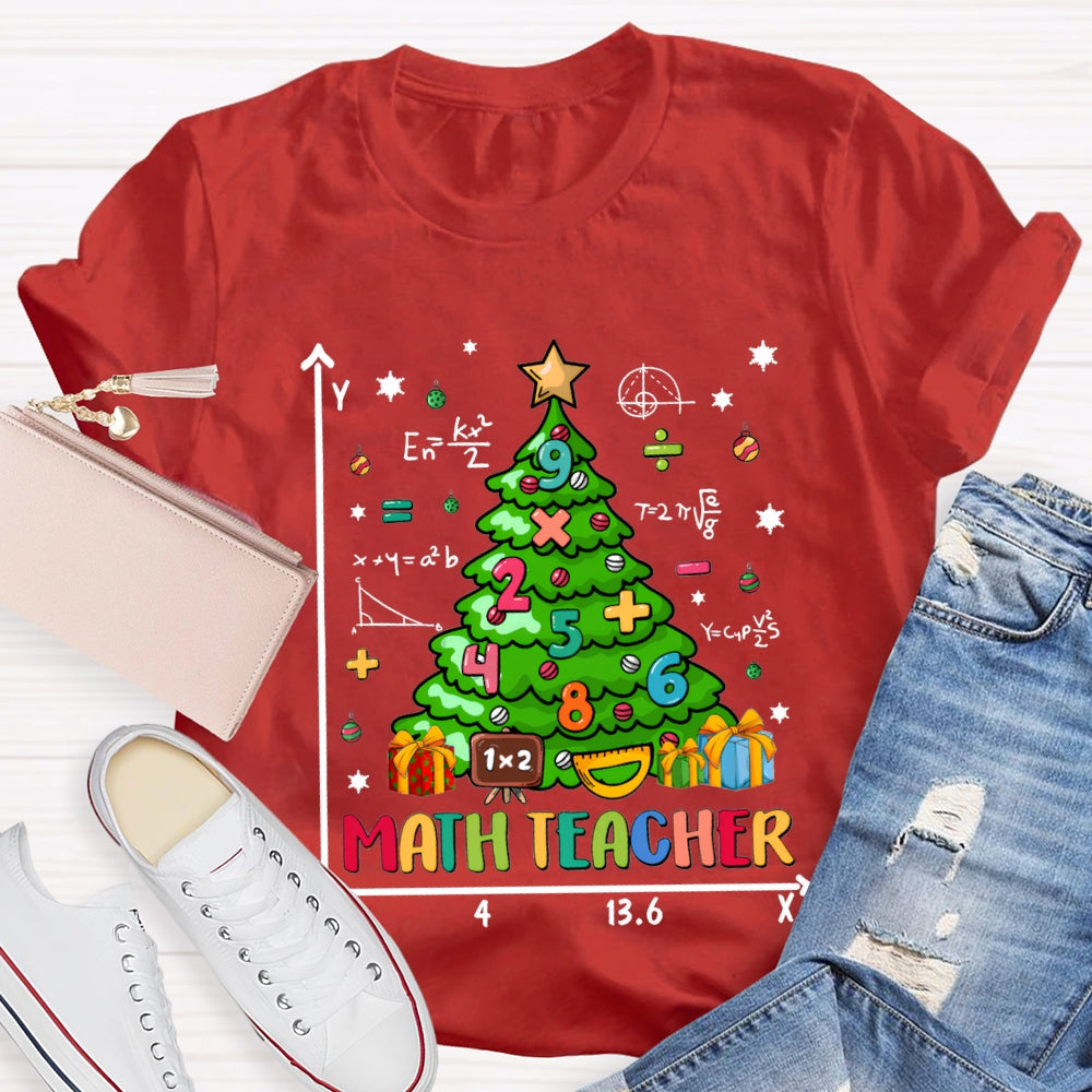 Math Teacher Christmas Trees And Math Merry Christmas T-shirt