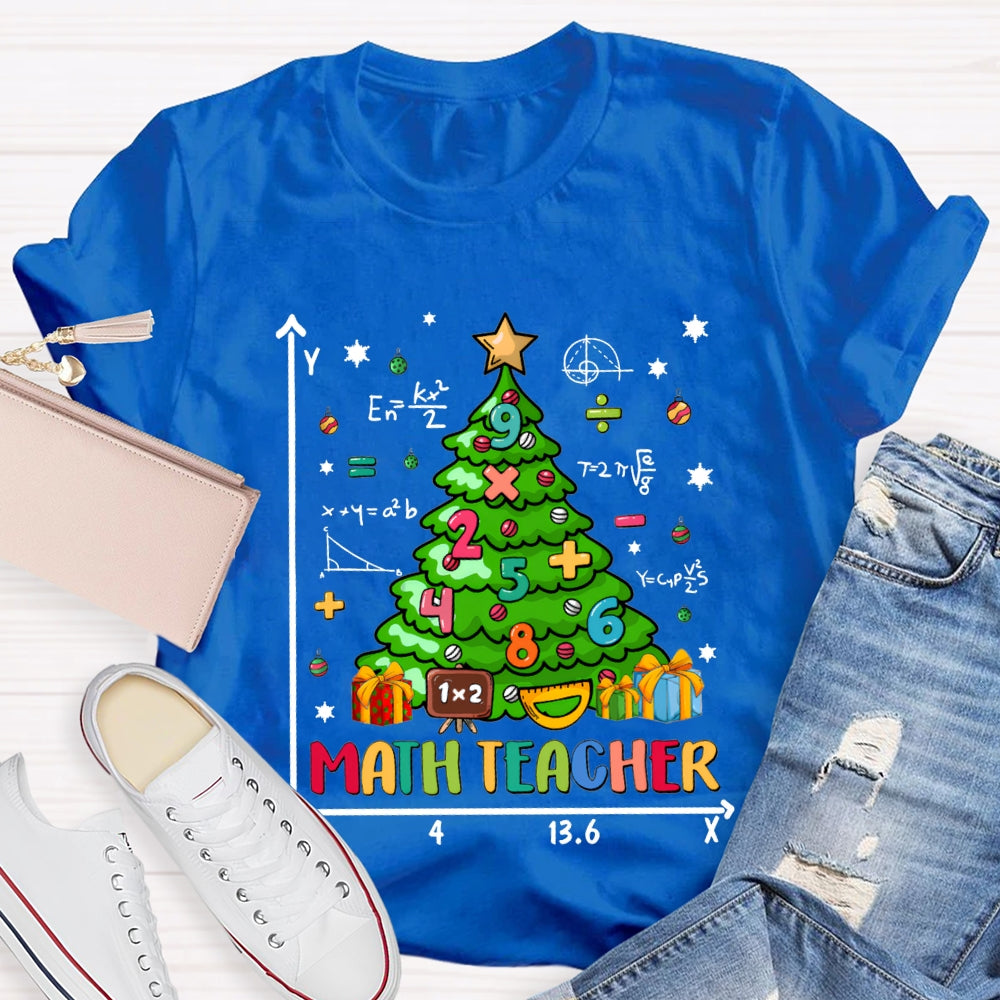Math Teacher Christmas Trees And Math Merry Christmas T-shirt