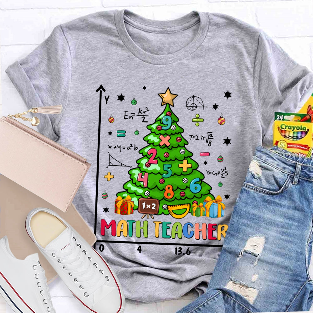 Math Teacher Christmas Trees And Math Merry Christmas T-shirt