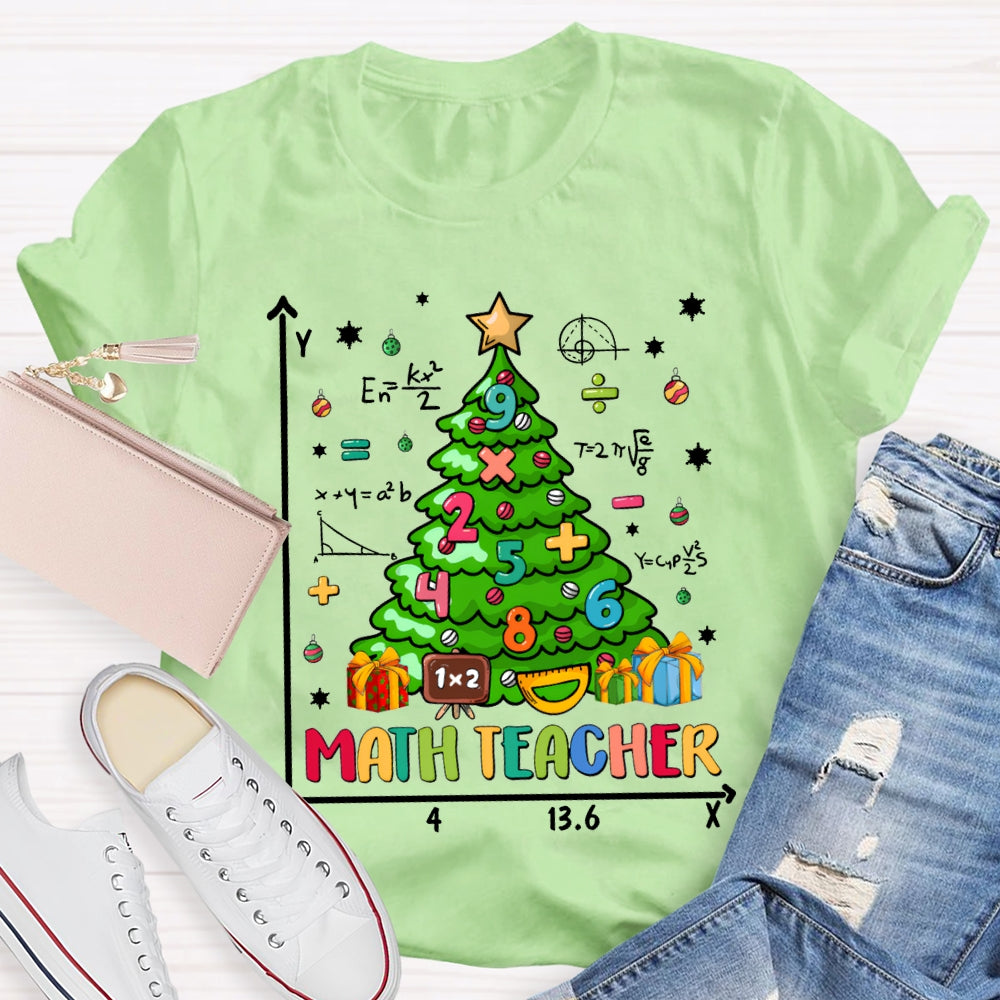 Math Teacher Christmas Trees And Math Merry Christmas T-shirt