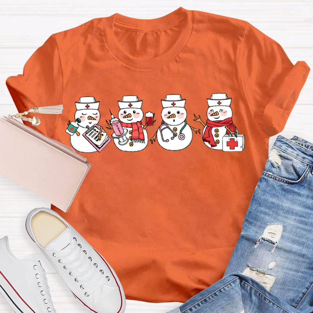 Snowman School Nurse Merry Christmas T-shirt