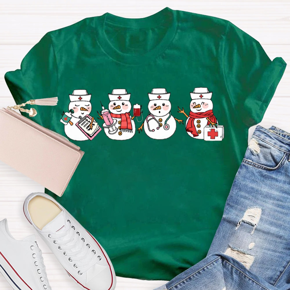 Snowman School Nurse Merry Christmas T-shirt