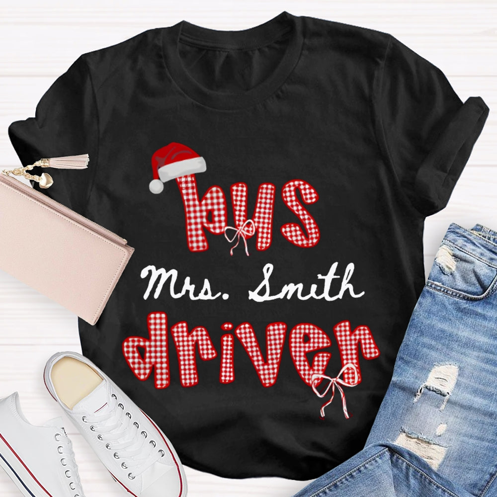 Personalized Name Bus Driver Santa Hats And Christmas T-shirt