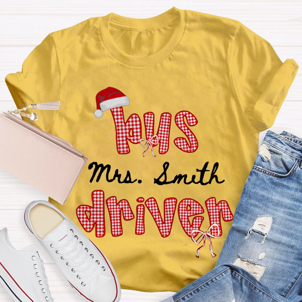 Personalized Name Bus Driver Santa Hats And Christmas T-shirt