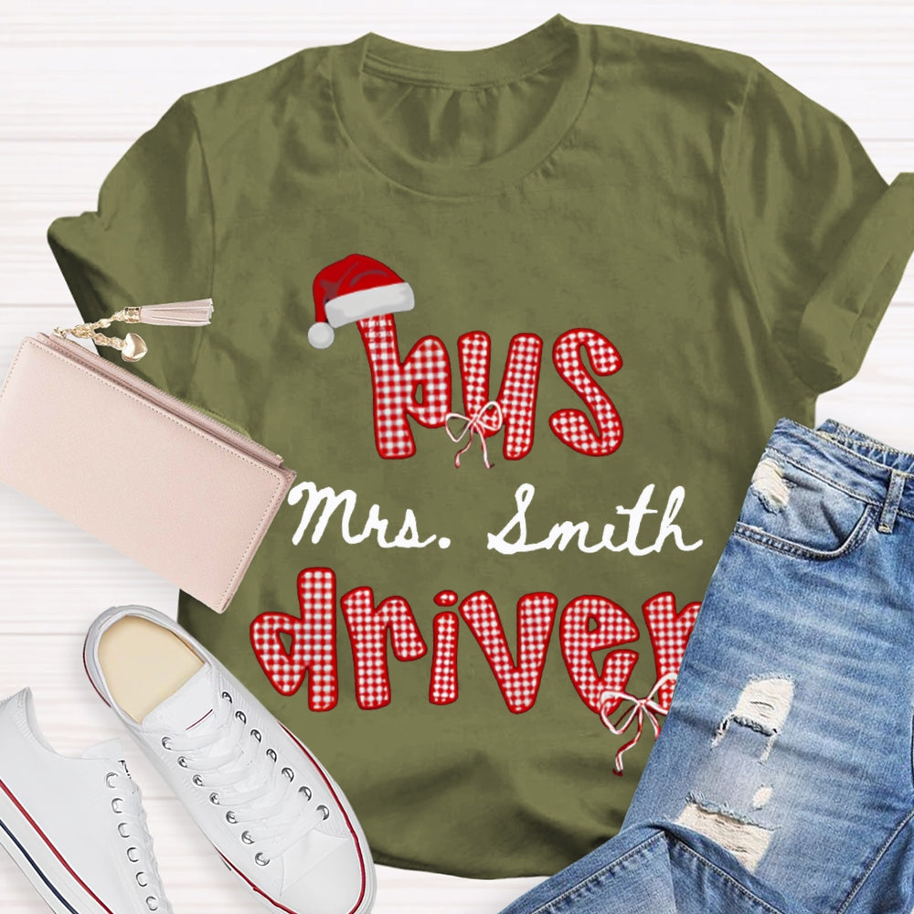 Personalized Name Bus Driver Santa Hats And Christmas T-shirt