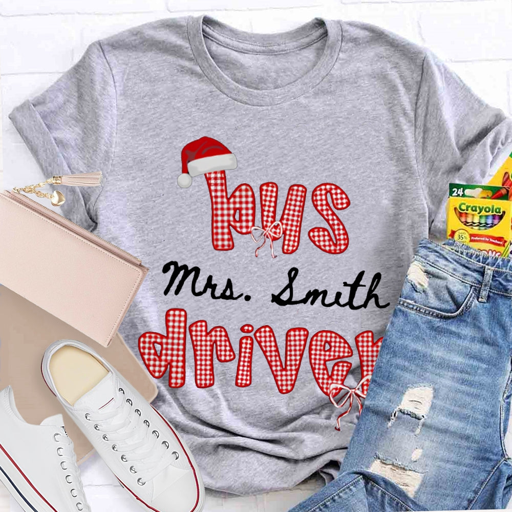 Personalized Name Bus Driver Santa Hats And Christmas T-shirt
