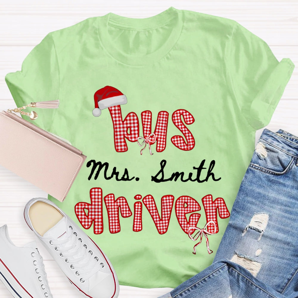 Personalized Name Bus Driver Santa Hats And Christmas T-shirt