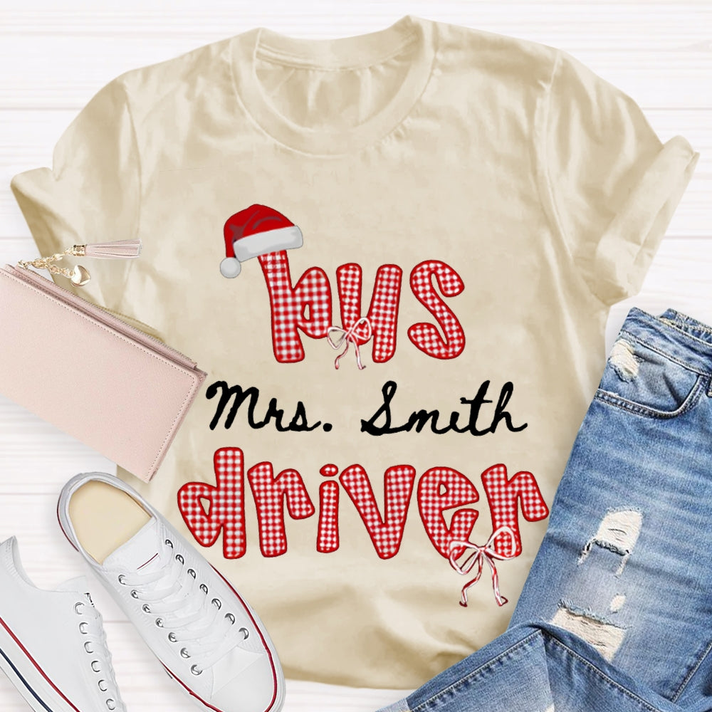 Personalized Name Bus Driver Santa Hats And Christmas T-shirt