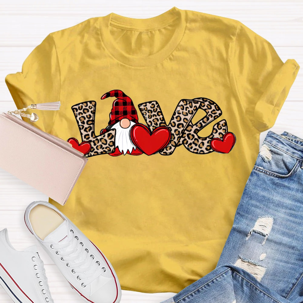 Love Christmas Leopard Print Font And Santa Claus T-shirt