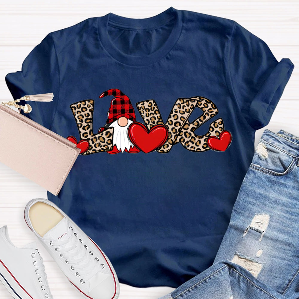 Love Christmas Leopard Print Font And Santa Claus T-shirt