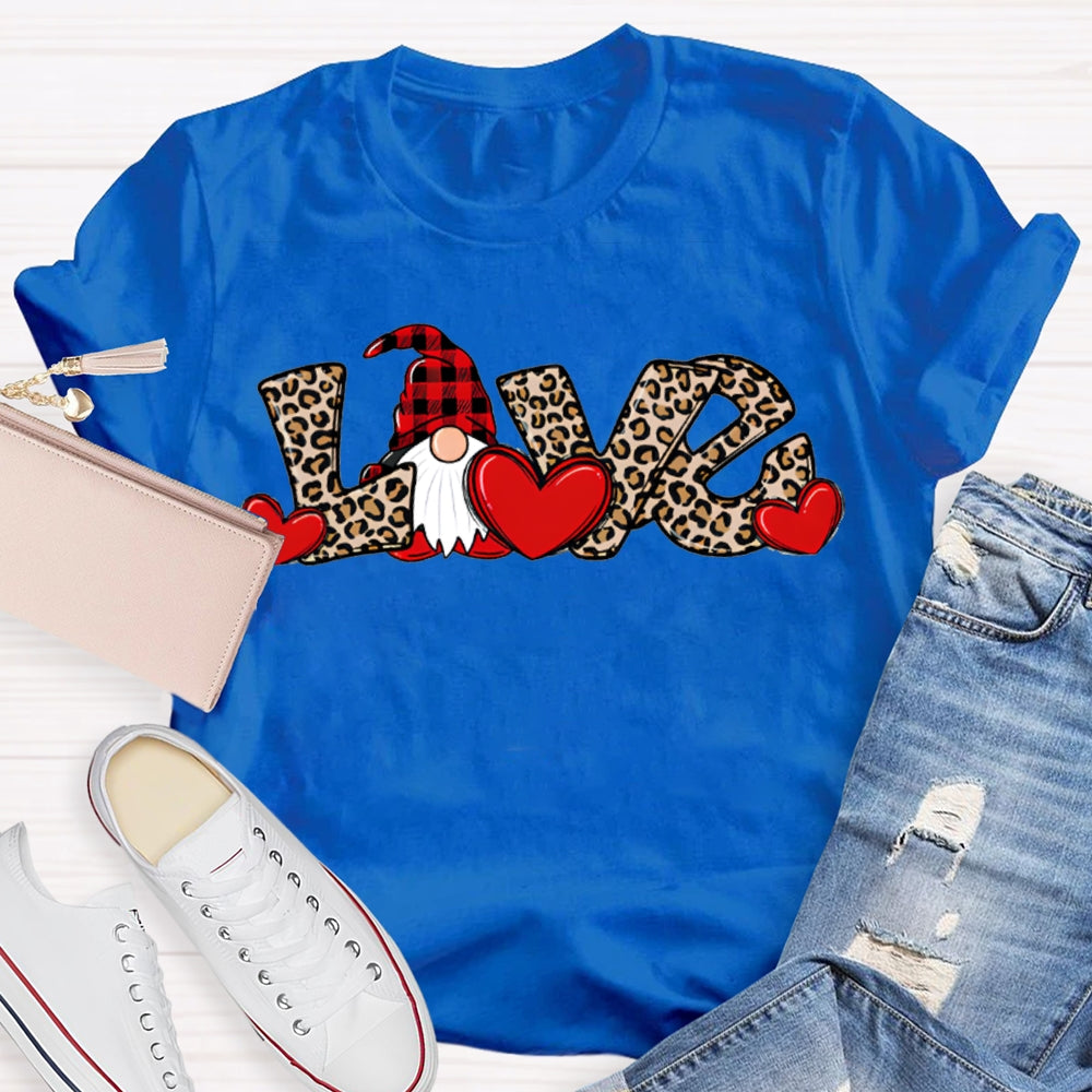 Love Christmas Leopard Print Font And Santa Claus T-shirt