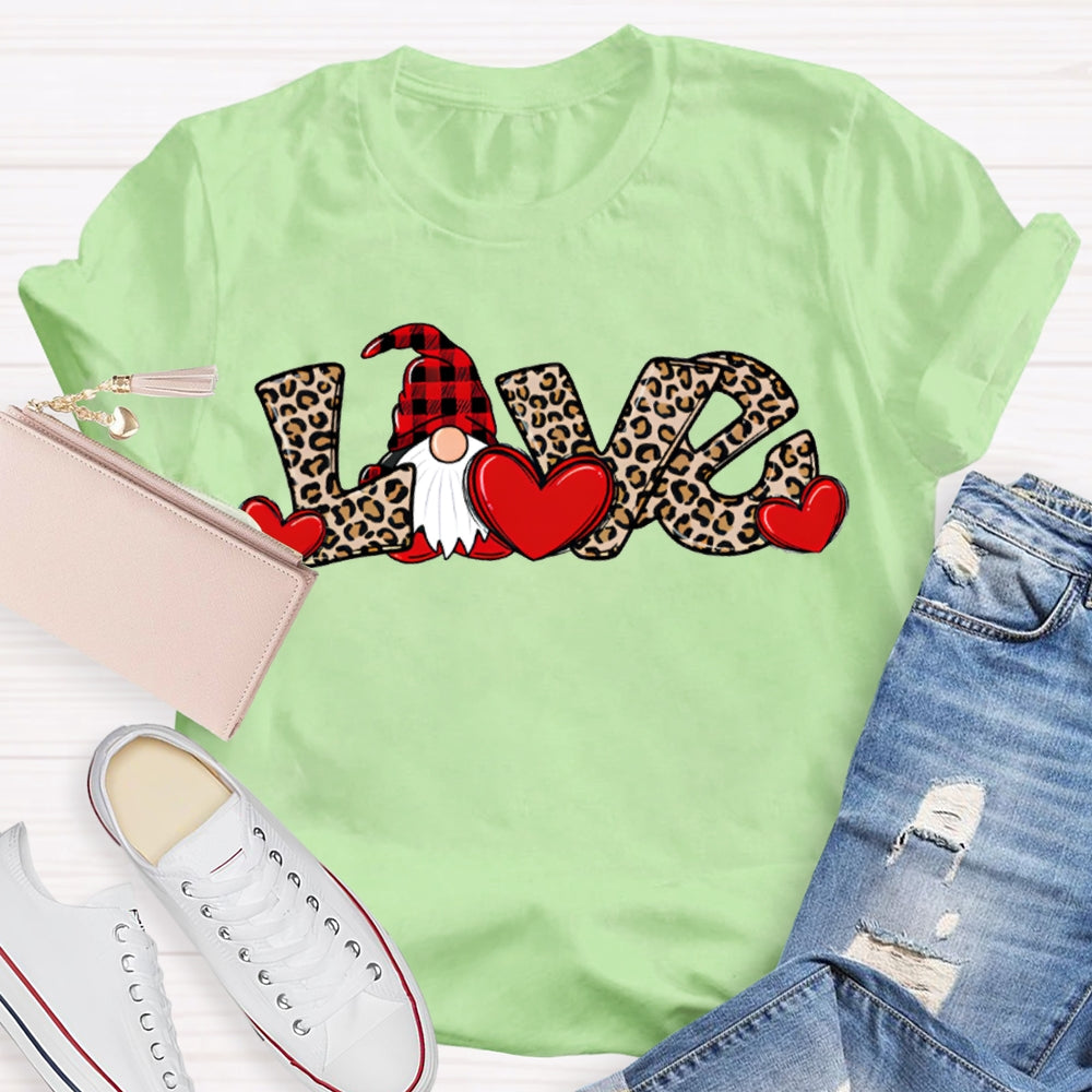 Love Christmas Leopard Print Font And Santa Claus T-shirt