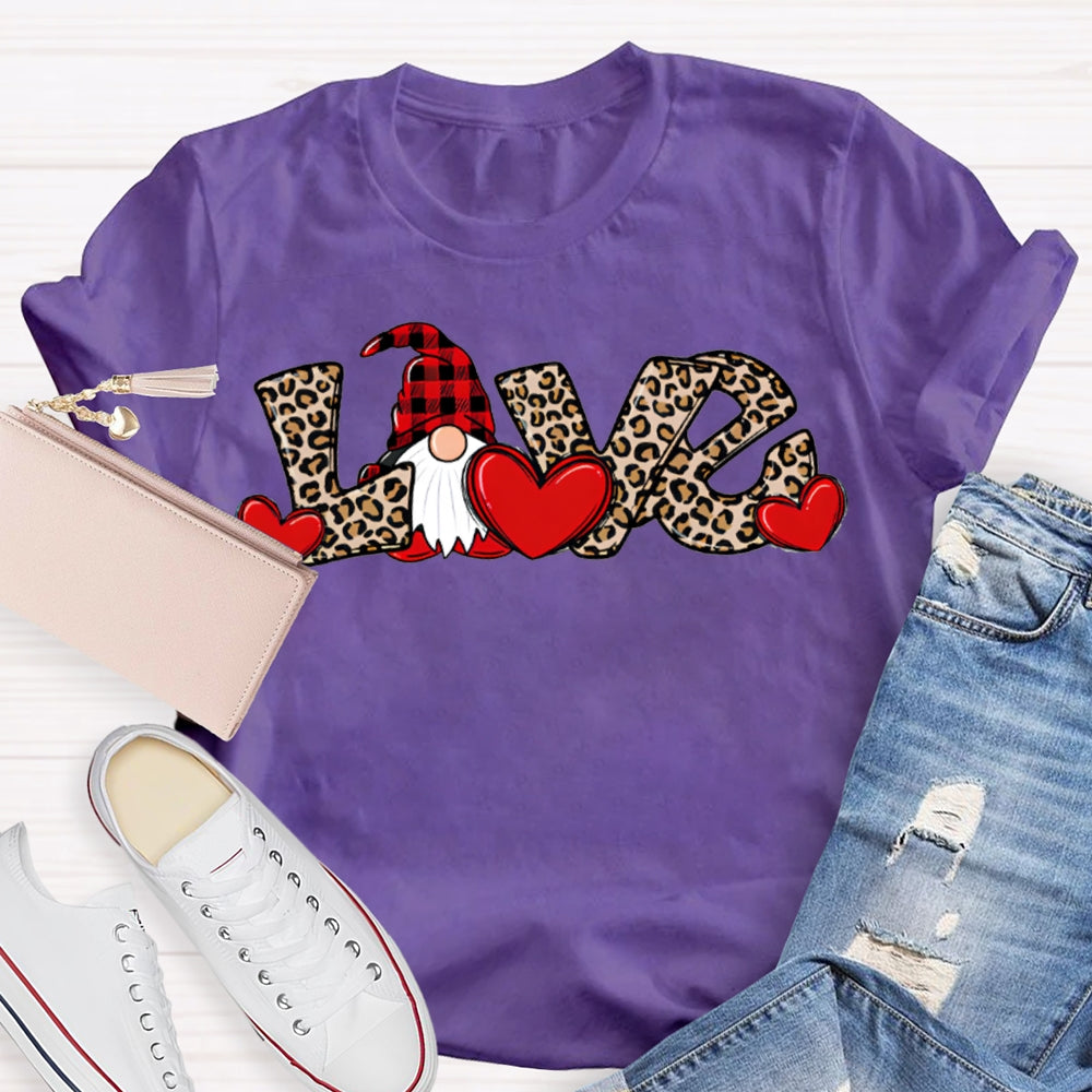 Love Christmas Leopard Print Font And Santa Claus T-shirt