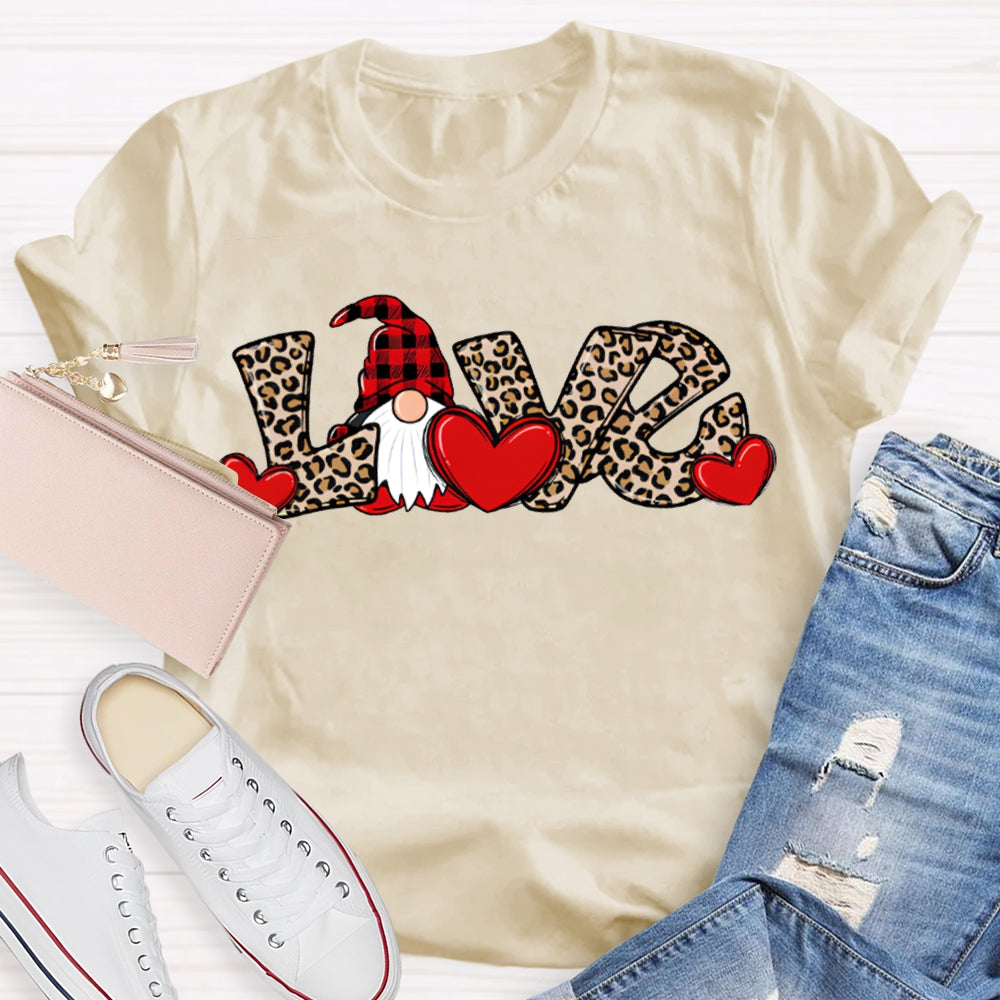 Love Christmas Leopard Print Font And Santa Claus T-shirt