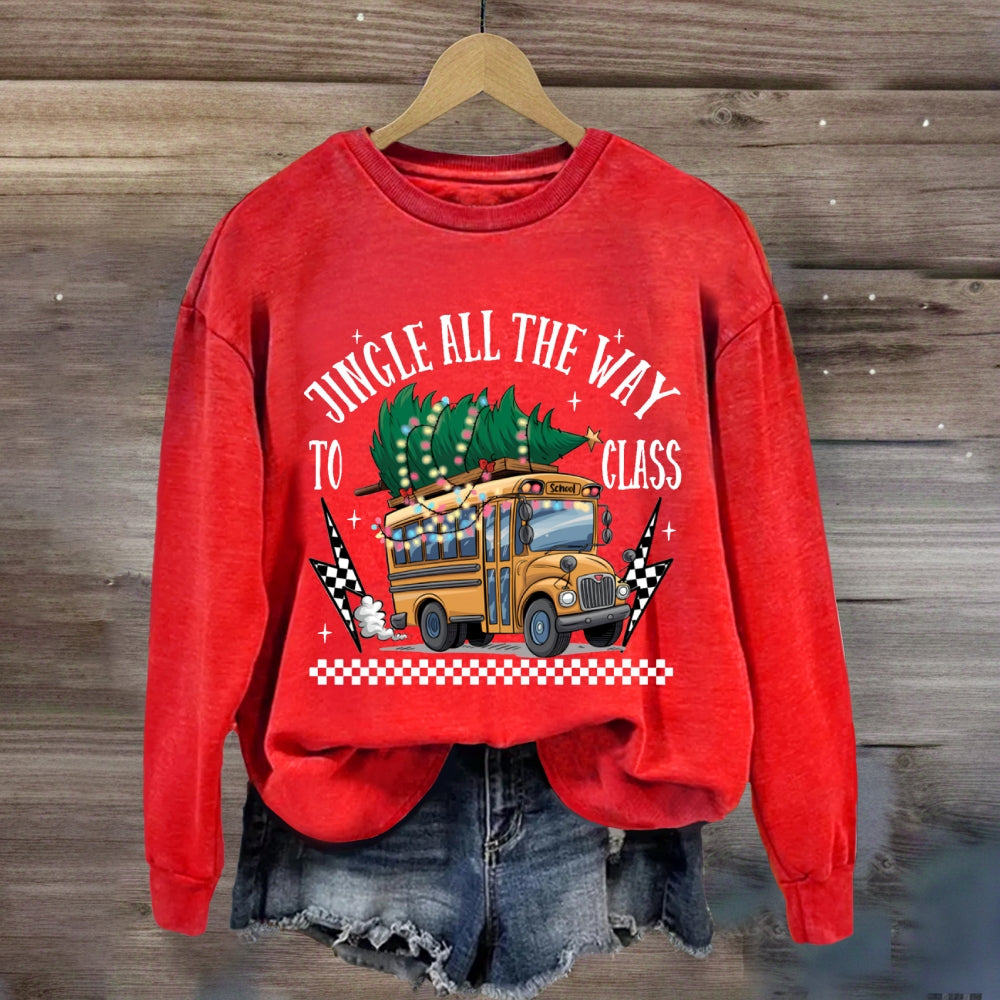 Jingle All The Way To Class School Bus Sweatshirt