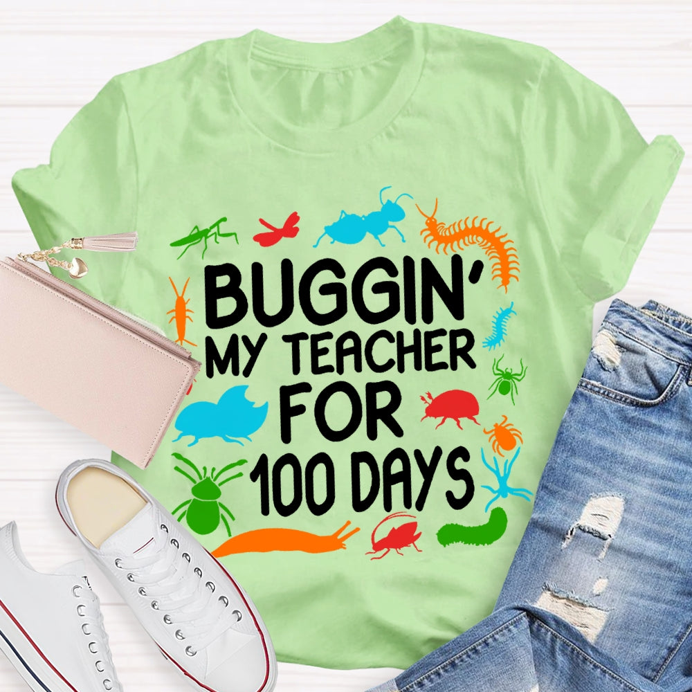 Buggin My Teacher For 100 Days Colorful Animal Prints T-shirt