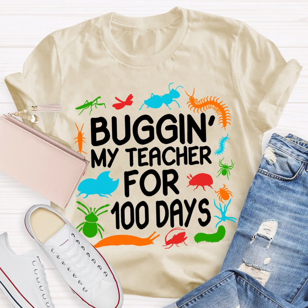 Buggin My Teacher For 100 Days Colorful Animal Prints T-shirt