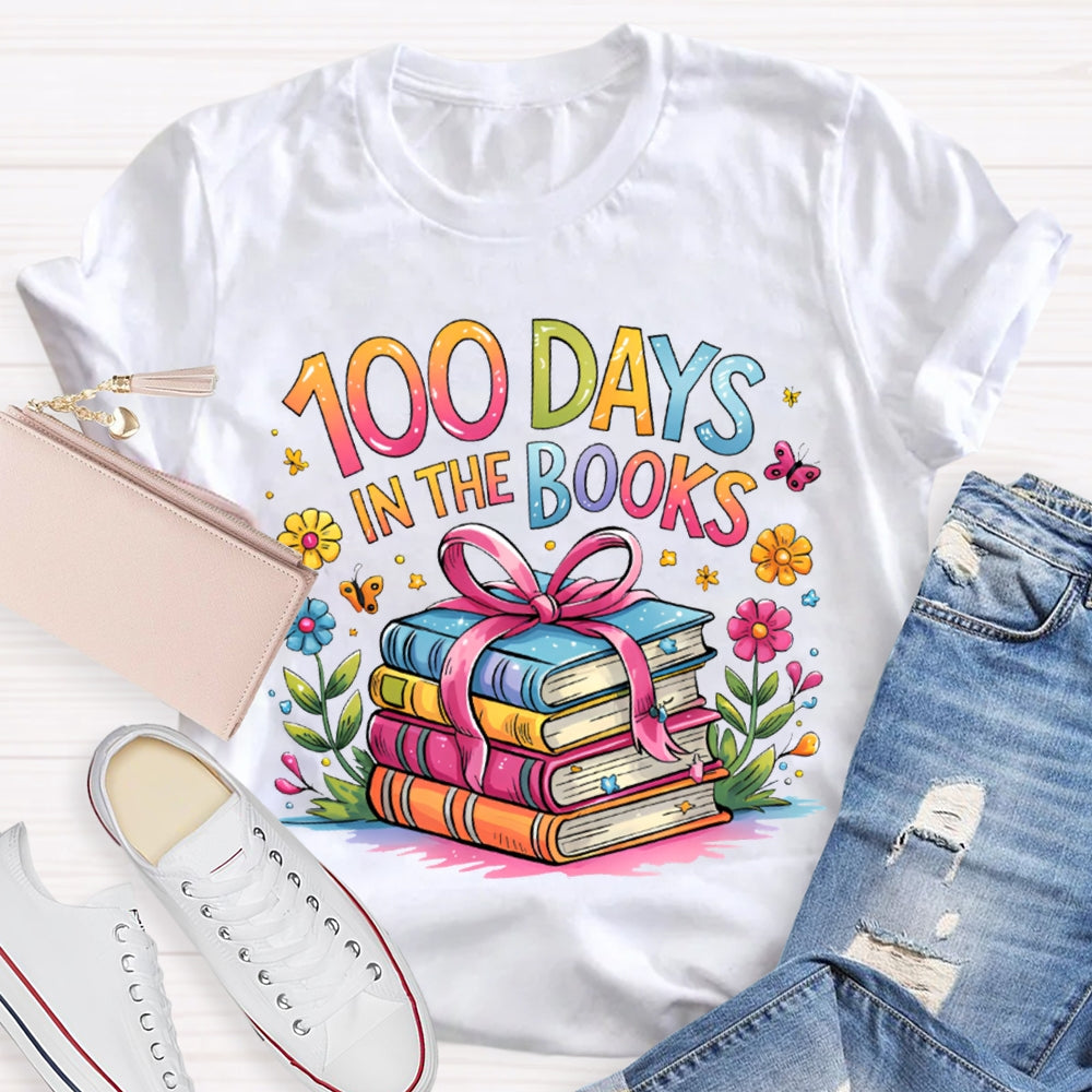 100 Days In The Books Colored Books T-shirt