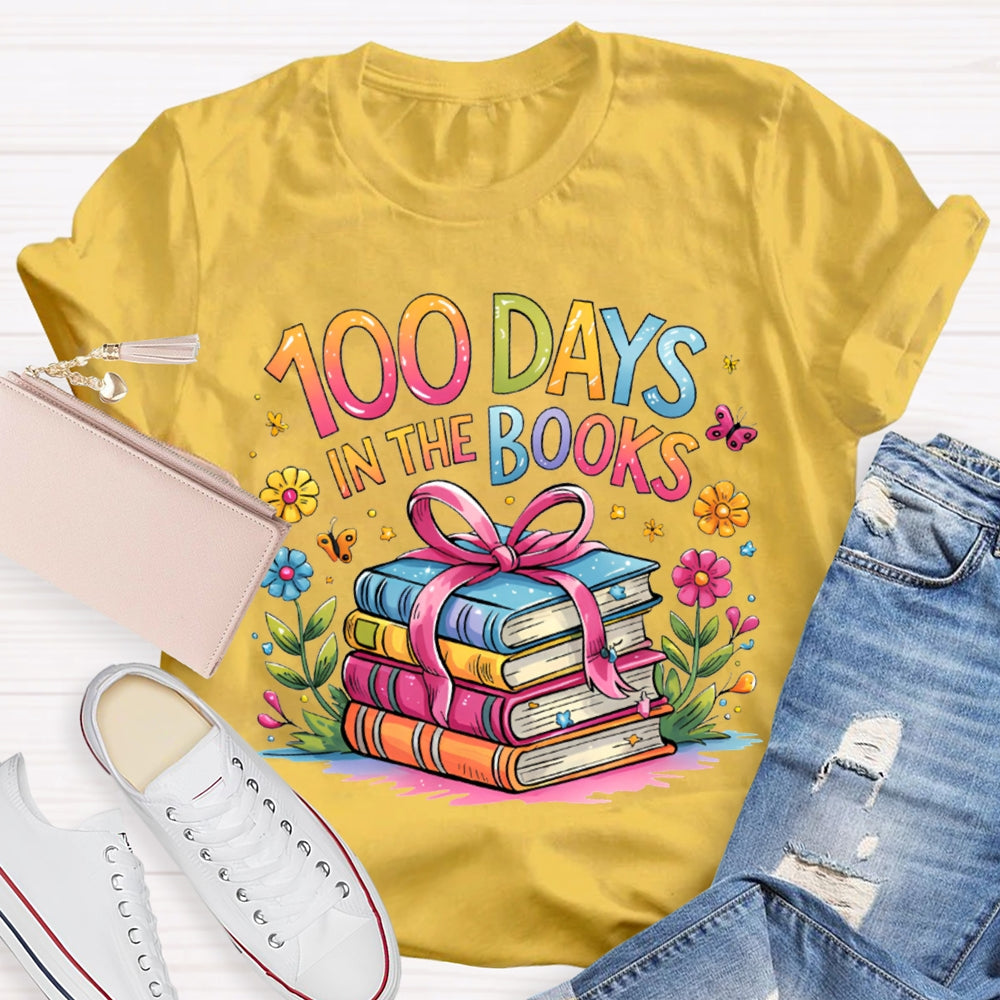 100 Days In The Books Colored Books T-shirt