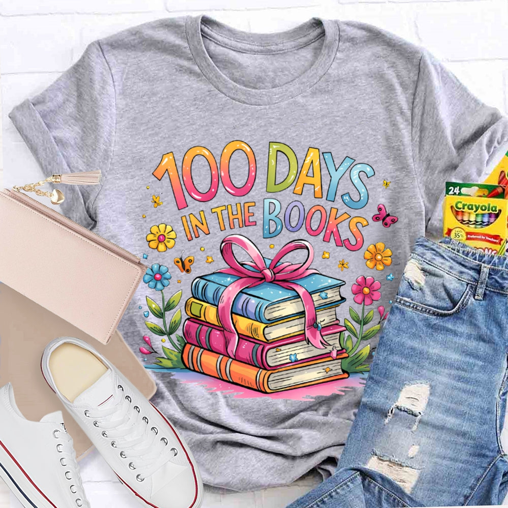 100 Days In The Books Colored Books T-shirt