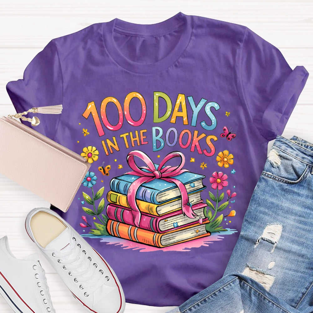 100 Days In The Books Colored Books T-shirt