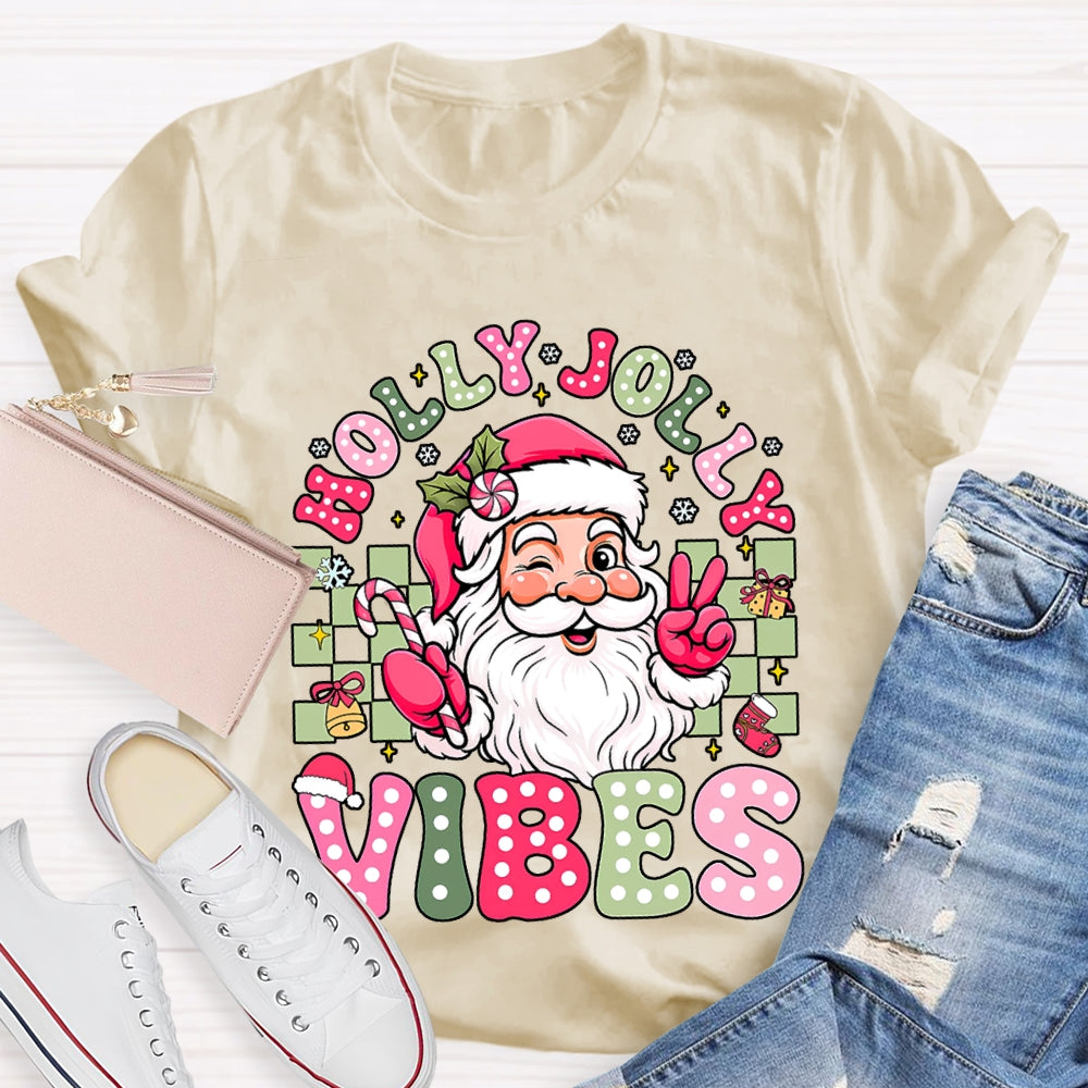 Holly Jolly Vibes Santa Claus T-shirt