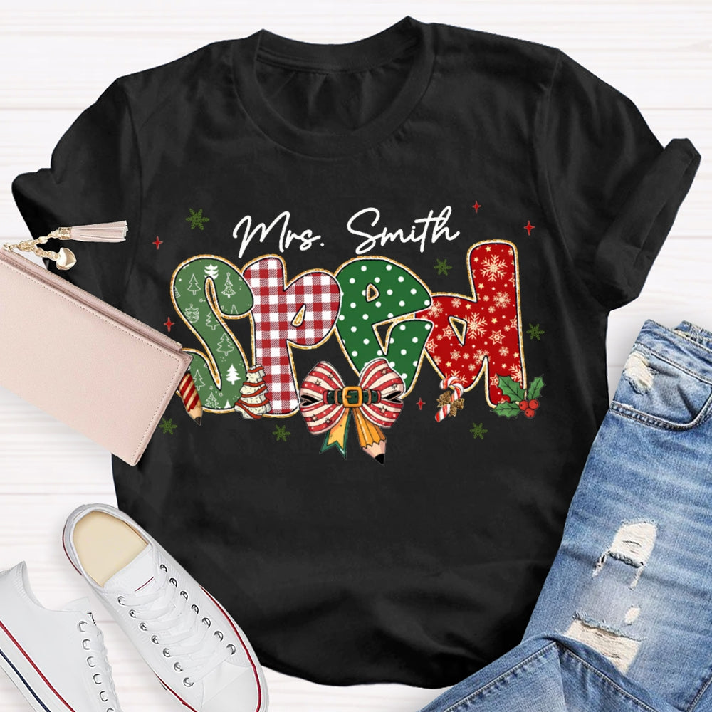Personalized Name Special Education Bows And Christmas Vibes Fonts T-shirt