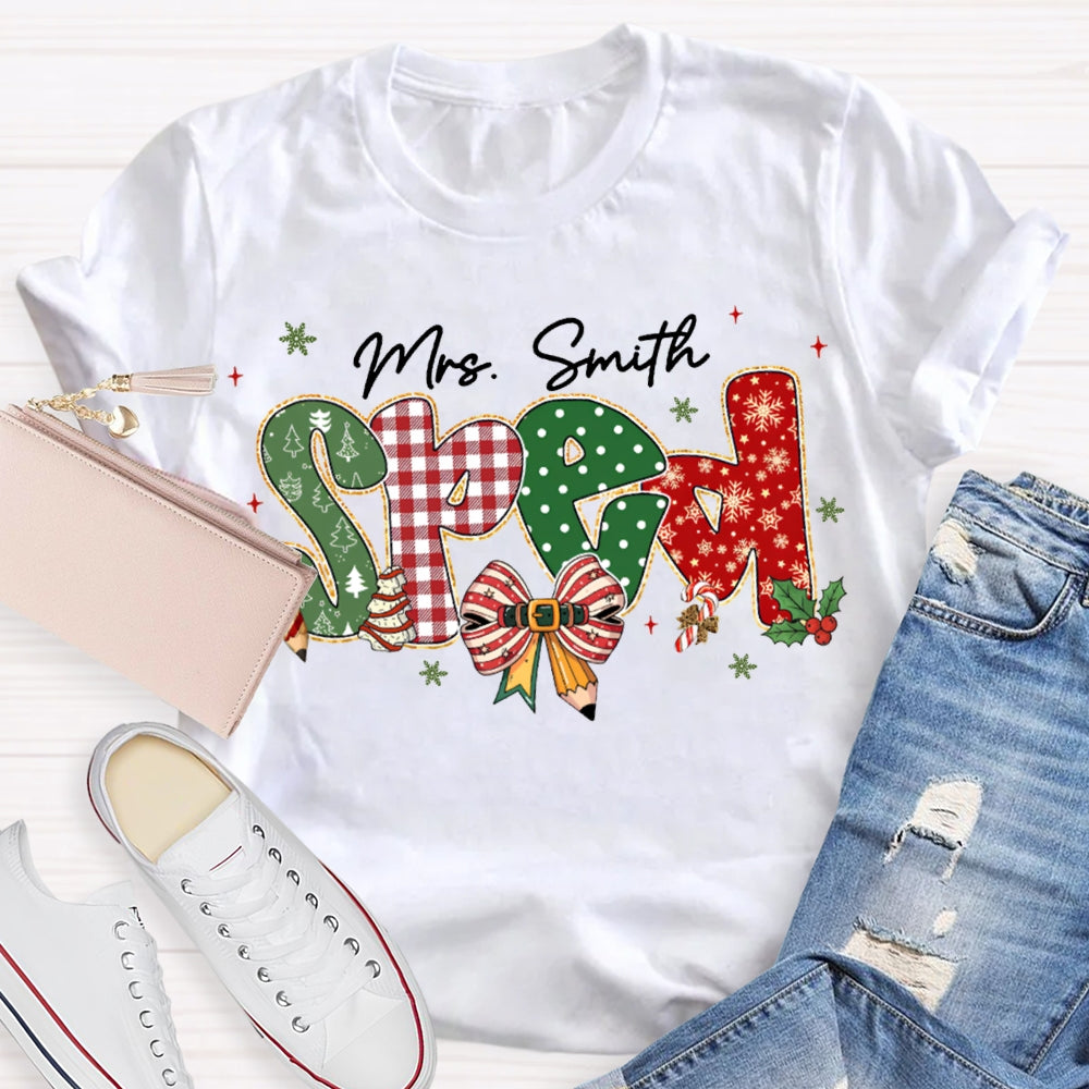 Personalized Name Special Education Bows And Christmas Vibes Fonts T-shirt