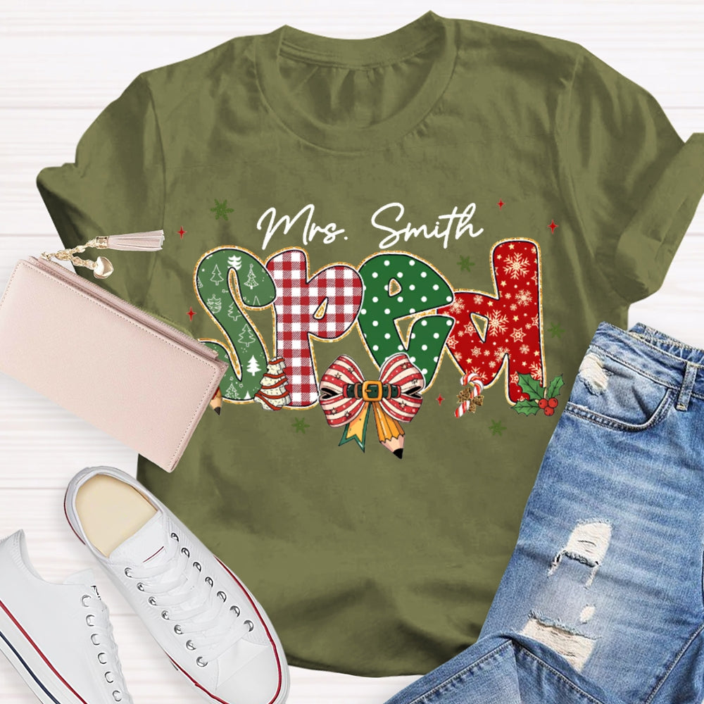 Personalized Name Special Education Bows And Christmas Vibes Fonts T-shirt