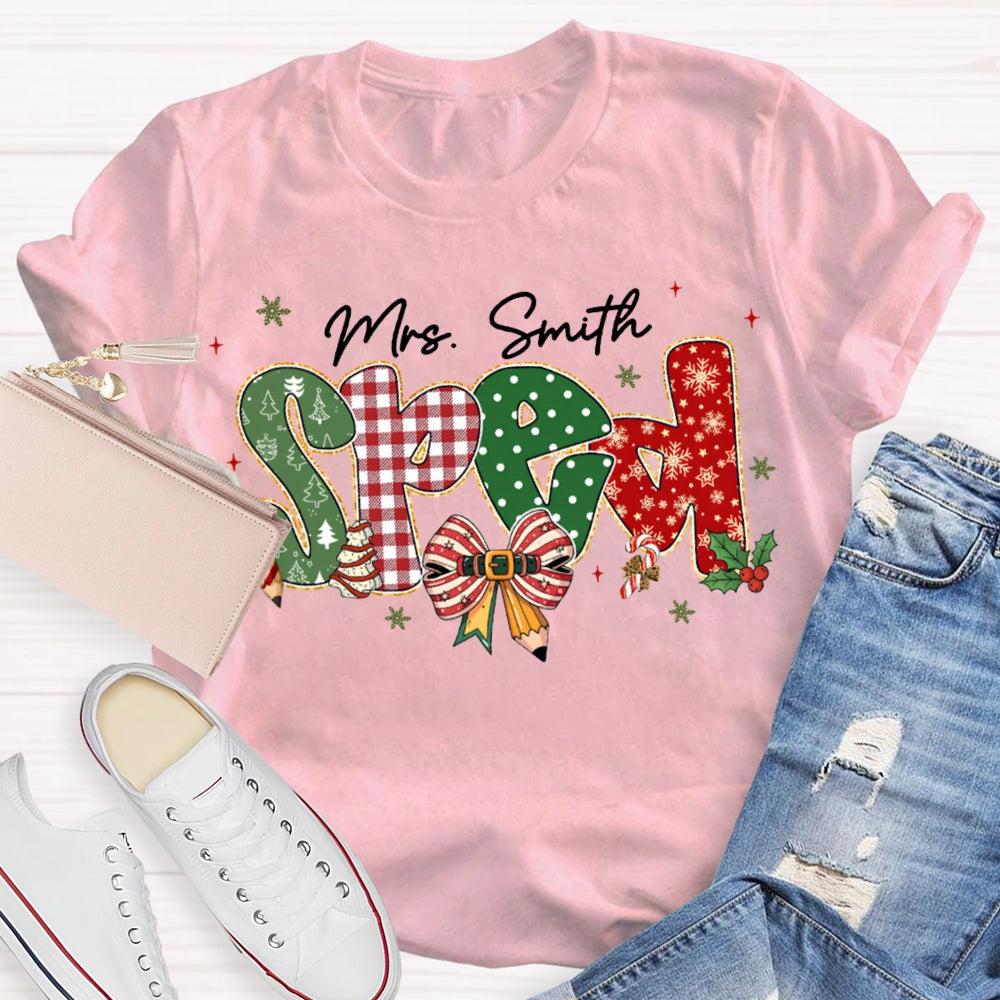 Personalized Name Special Education Bows And Christmas Vibes Fonts T-shirt
