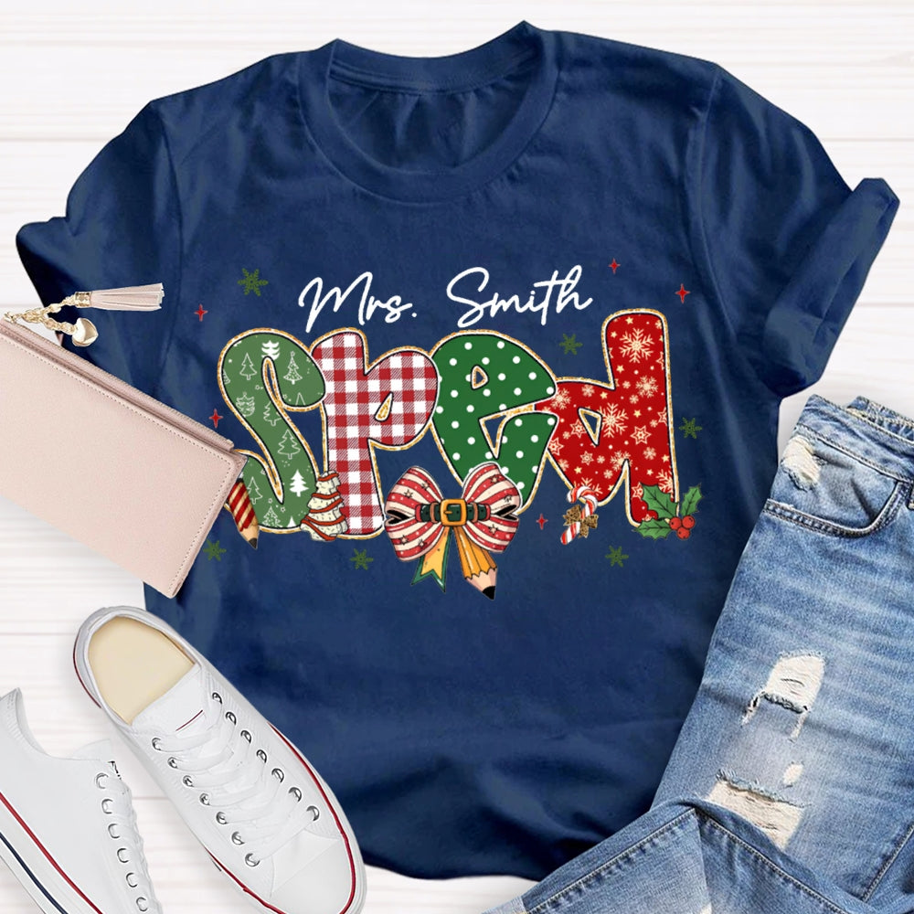Personalized Name Special Education Bows And Christmas Vibes Fonts T-shirt