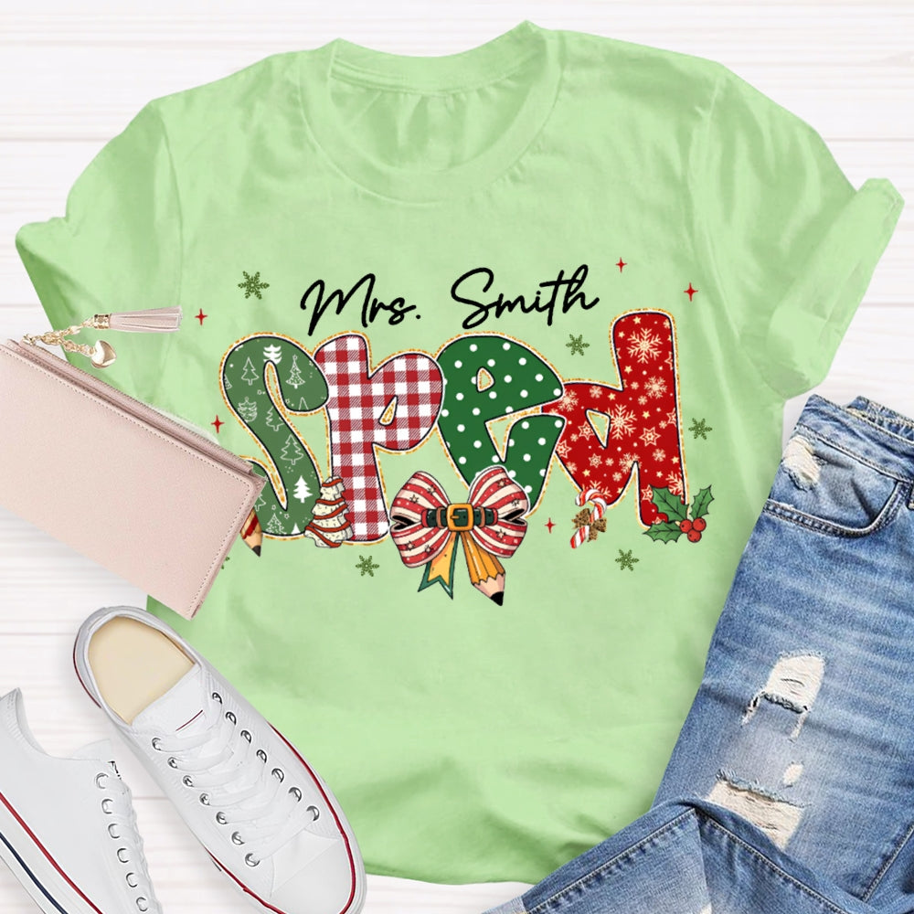 Personalized Name Special Education Bows And Christmas Vibes Fonts T-shirt