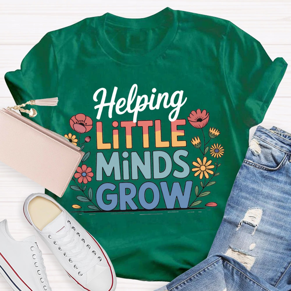 Helping Little Minds Grow Color Gradient Font T-shirt