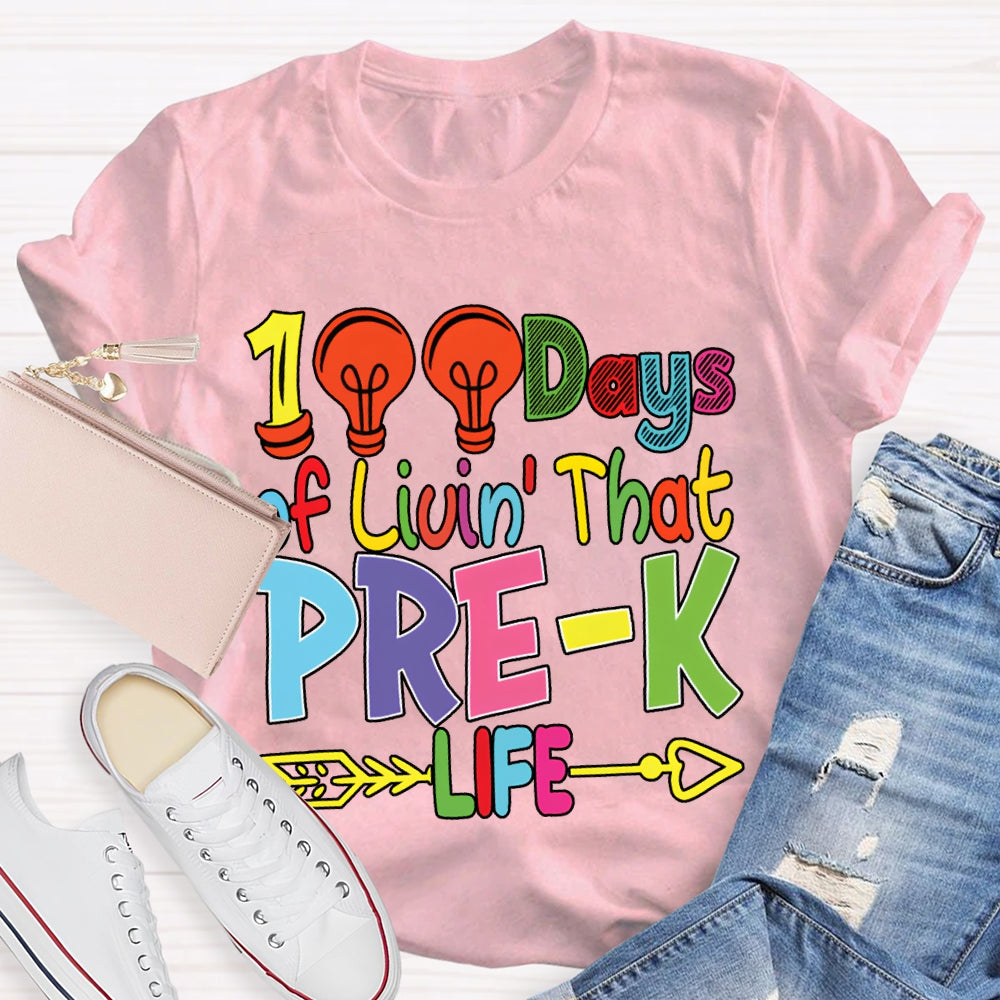 Personalized Grade 100 Days Of Liuin That Prek Life Colored Fonts T-shirt