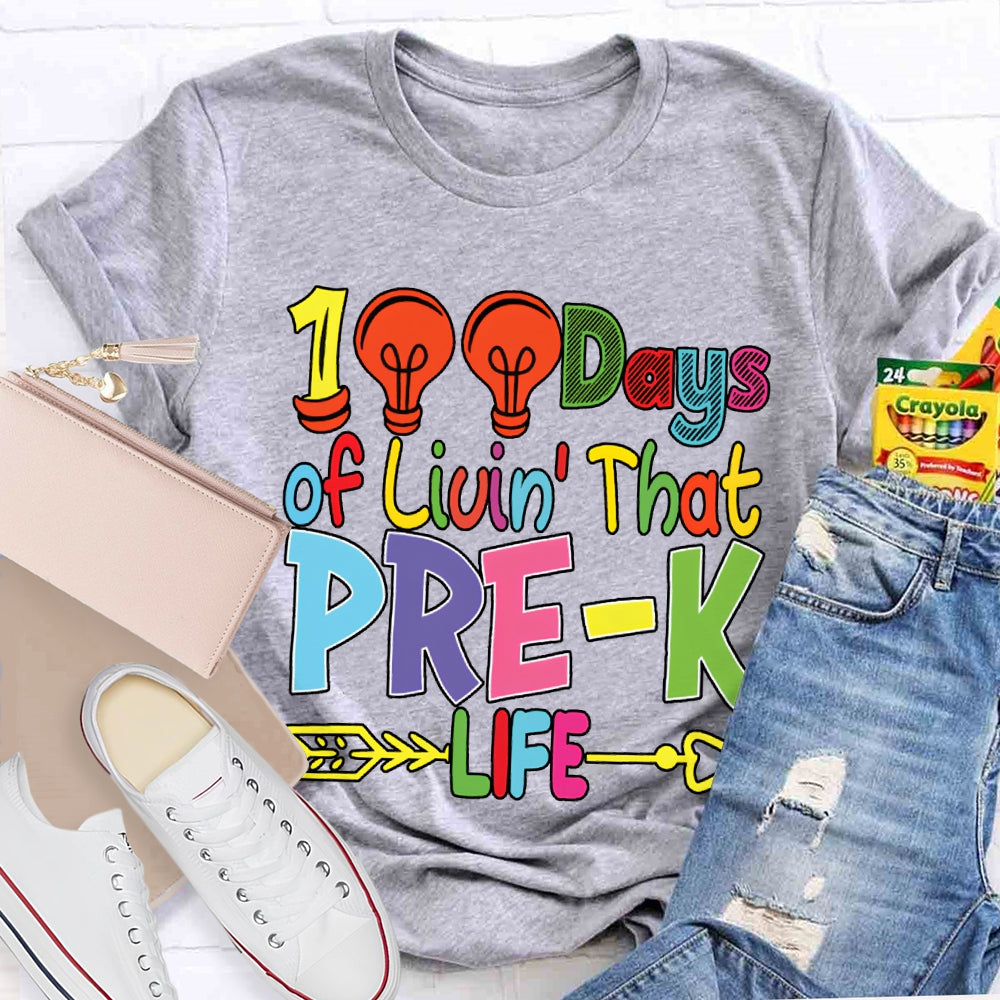Personalized Grade 100 Days Of Liuin That Prek Life Colored Fonts T-shirt