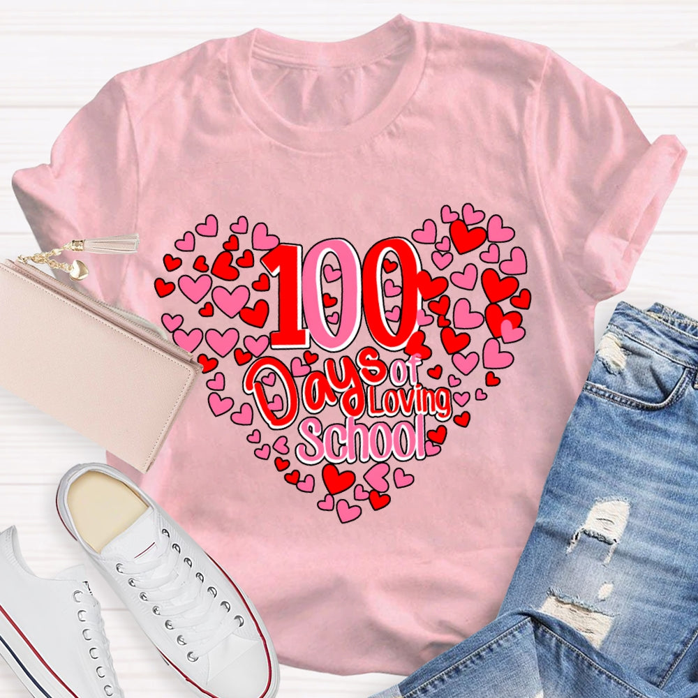 100 Days Of School And Many Hearts T-shirt
