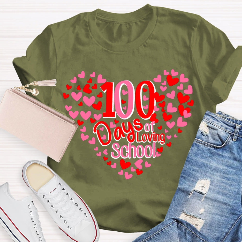 100 Days Of School And Many Hearts T-shirt