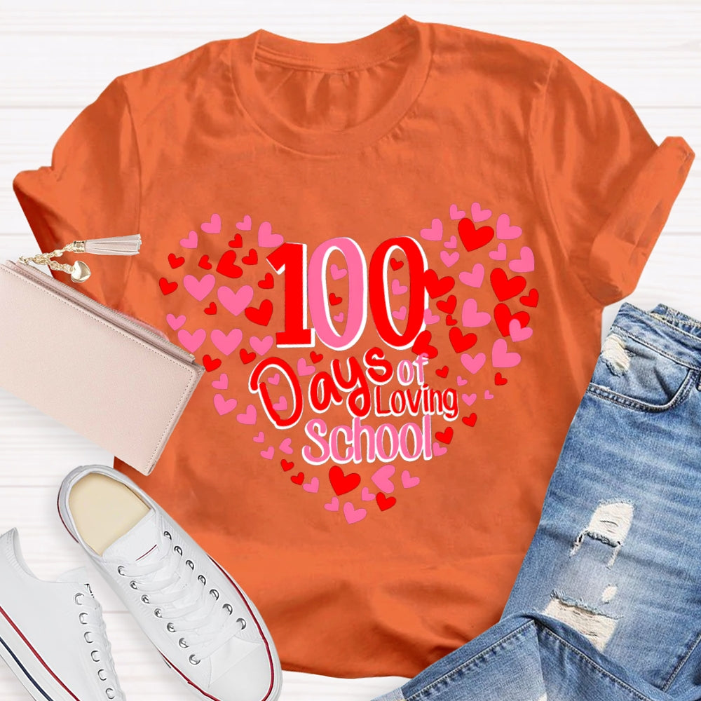 100 Days Of School And Many Hearts T-shirt