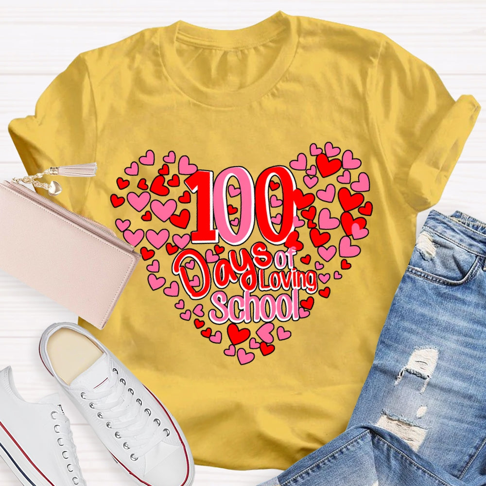 100 Days Of School And Many Hearts T-shirt