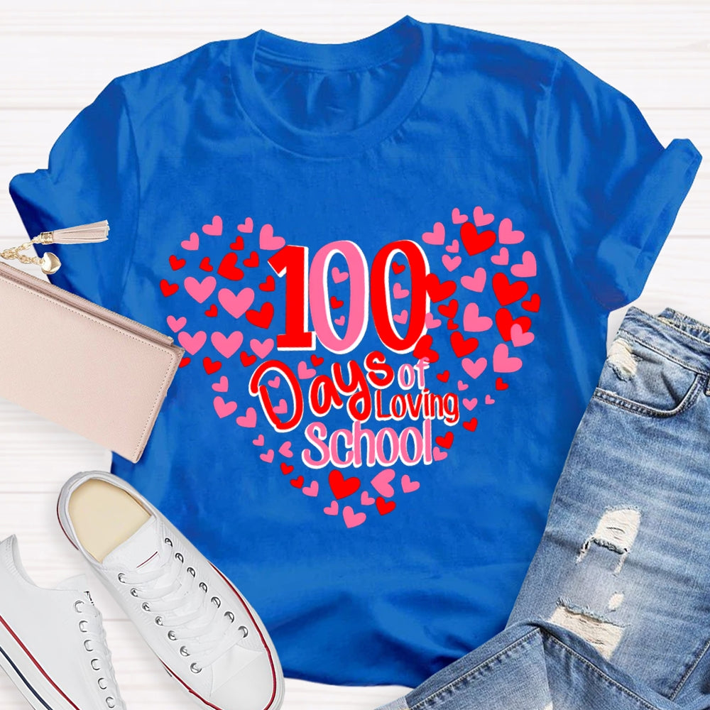 100 Days Of School And Many Hearts T-shirt