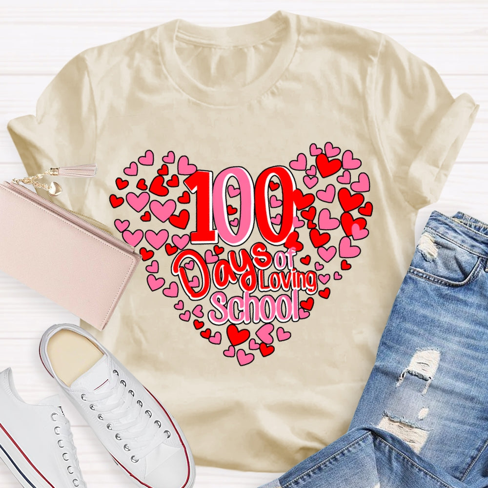 100 Days Of School And Many Hearts T-shirt