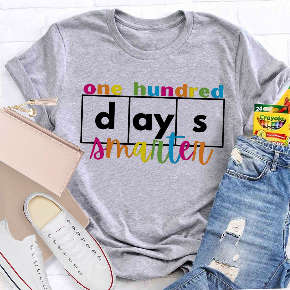 One Hundred Days Smarter Colored Fonts T-shirt