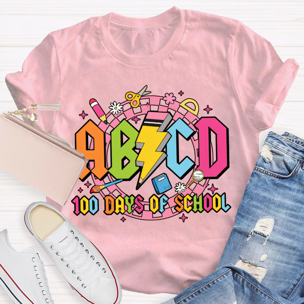 Abcd 100 Days Of School Colored Fonts T-shirt