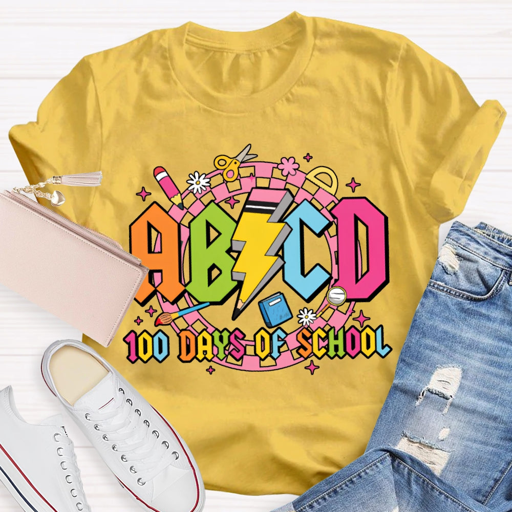 Abcd 100 Days Of School Colored Fonts T-shirt