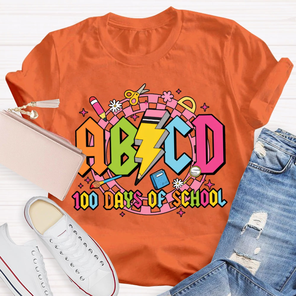 Abcd 100 Days Of School Colored Fonts T-shirt