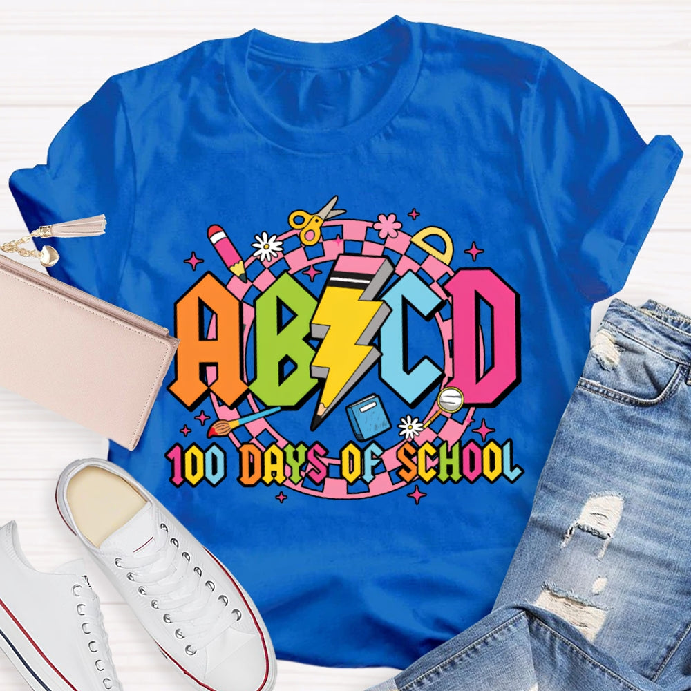 Abcd 100 Days Of School Colored Fonts T-shirt
