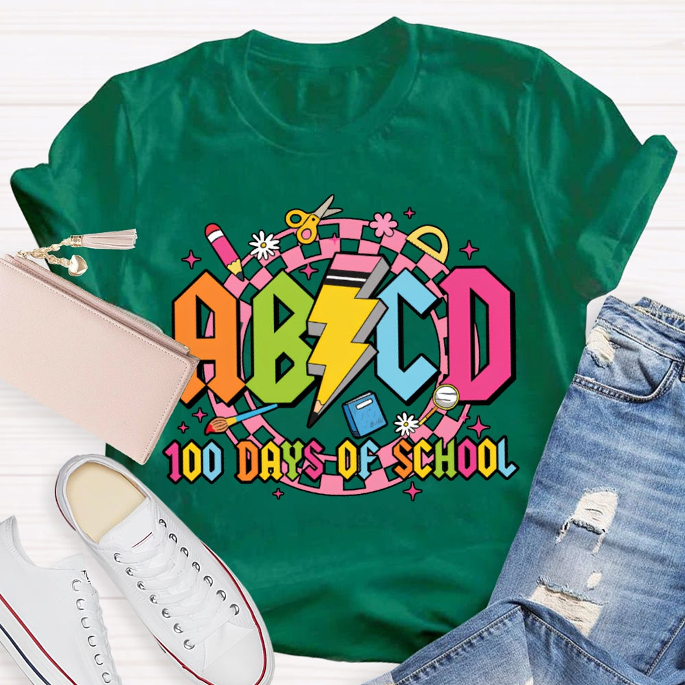 Abcd 100 Days Of School Colored Fonts T-shirt