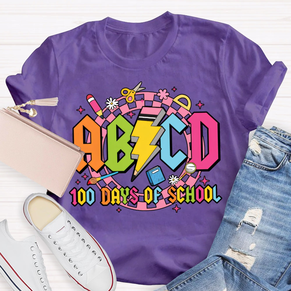Abcd 100 Days Of School Colored Fonts T-shirt